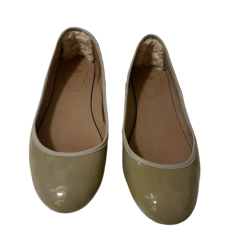 UGG Antora Shearling Patent Leather Slip On Comfortable Ballet Flats Size